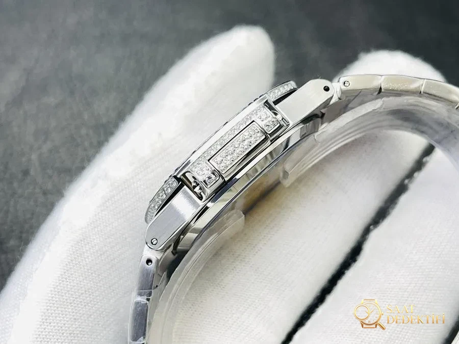 GR Factory Patek Philippe 7118 Kadın Nautilus 2024 tam elmas sınırlı üretim az sayıda stoğa geldi - Kasa Profili ve Kurma Kolu İncelemesi