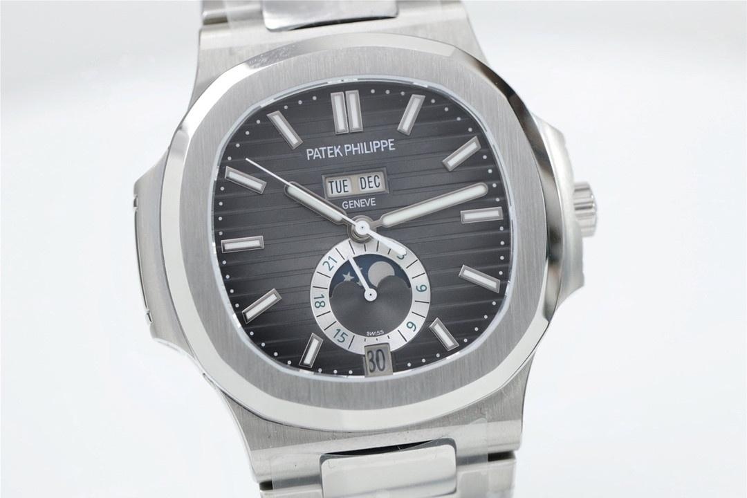 Green fabrikası Patek Philippe Nautilus yıllık takvimli 5726 ay evreli saat, siyah kadran — 5. fotoğraf