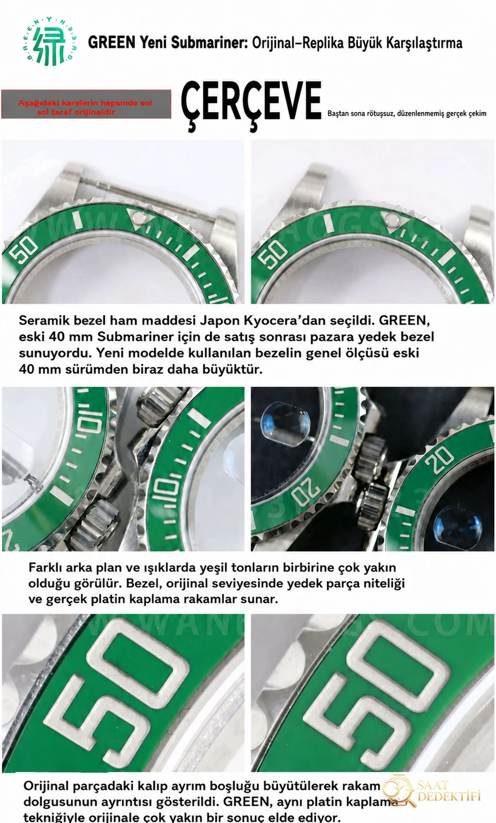 GREEN Factory Rolex 41 mm yeşil su hayaleti siyah kadran ilk kez tanıtılıyor - Bilezik, Toka ve Klips Mekanizması