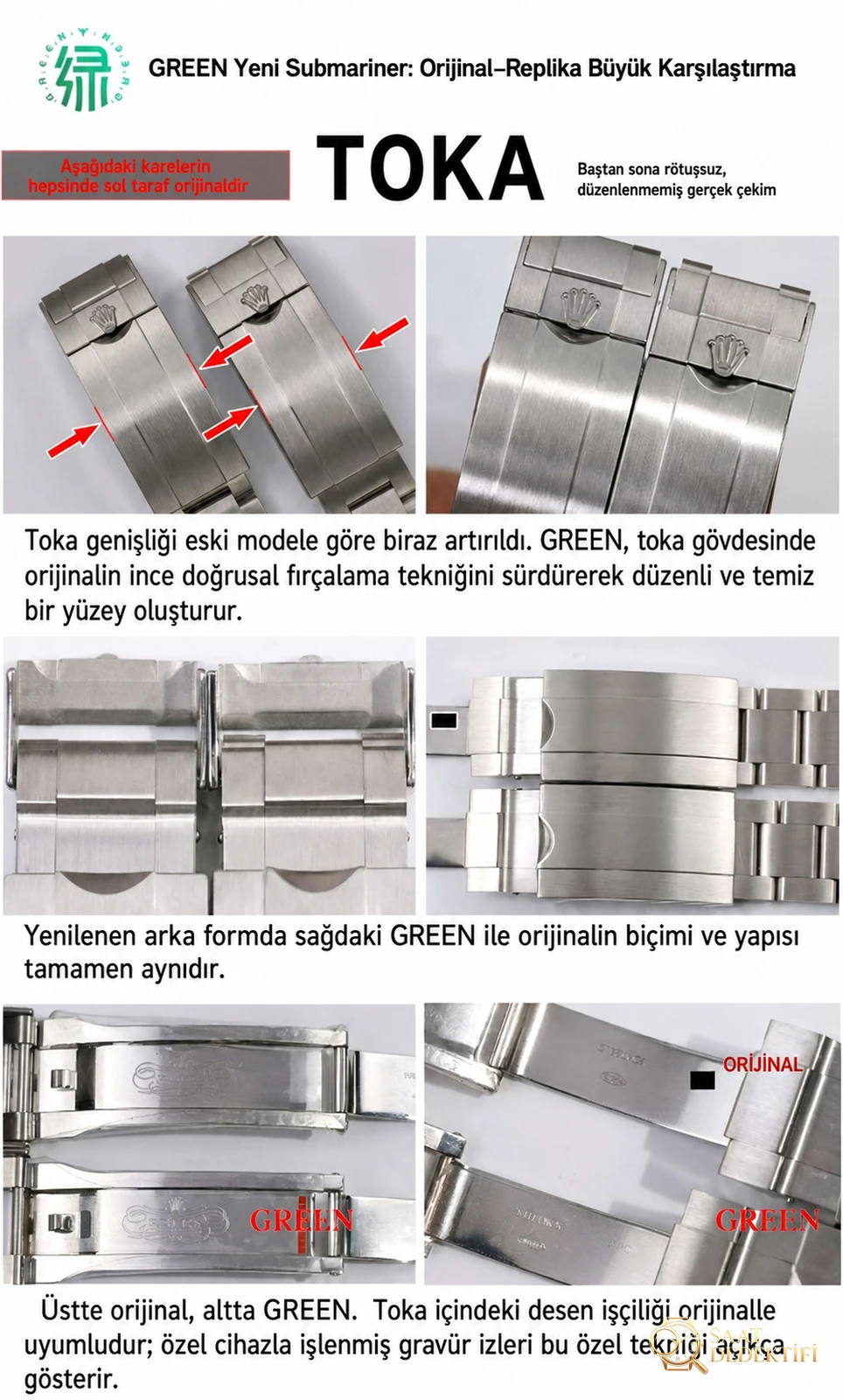 GREEN Factory Rolex 41 mm yeşil su hayaleti siyah kadran ilk kez tanıtılıyor - Mekanizma Zemberek ve Balans Detayı
