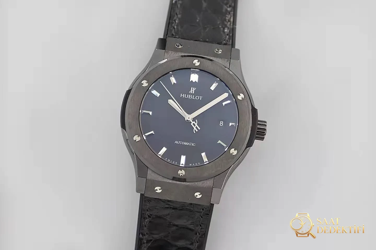 Replika Hublot Classic Fusion Seramik Siyah Deri