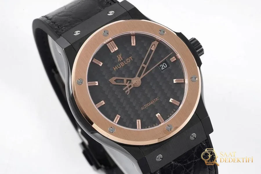 GS Factory Hublot Classic Fusion serisi (rose gold) seramik saat incelemesi - Kasa Profili ve Kurma Kolu İncelemesi