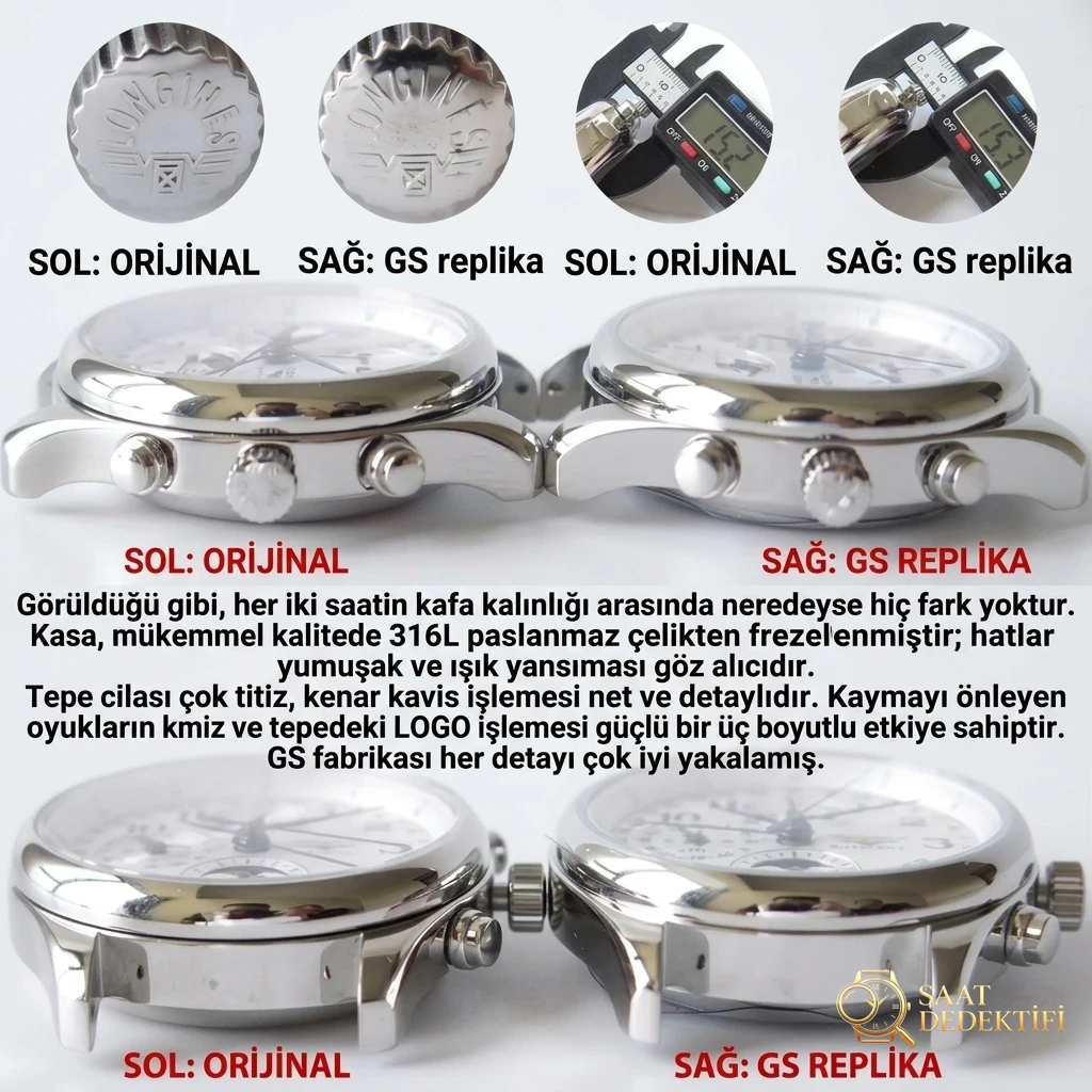 GS Factory Longines Master Collection ay evreli sekiz akrepli replika saat gerçek-replika karşılaştırması incelemesi - Bilekte Duruş ve Kasa Orantısı