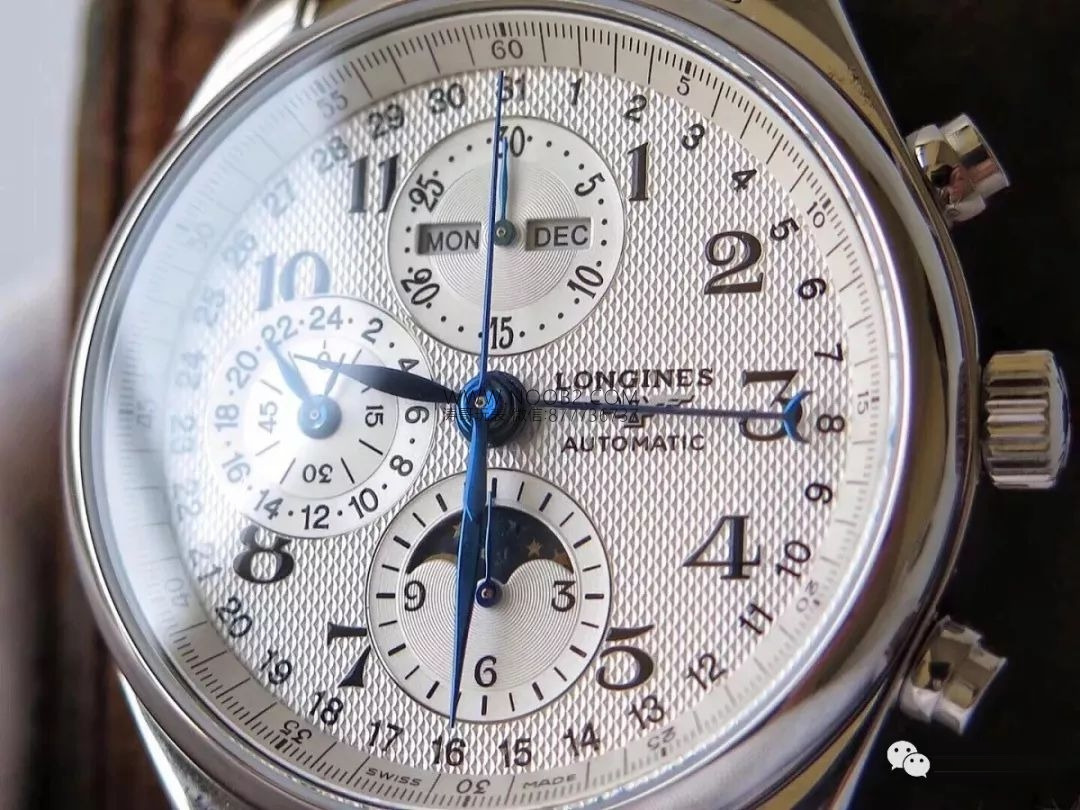GS Factory Longines Master Collection ay evreli sekiz akrepli replika saat gerçek-replika karşılaştırması incelemesi — 10. fotoğraf