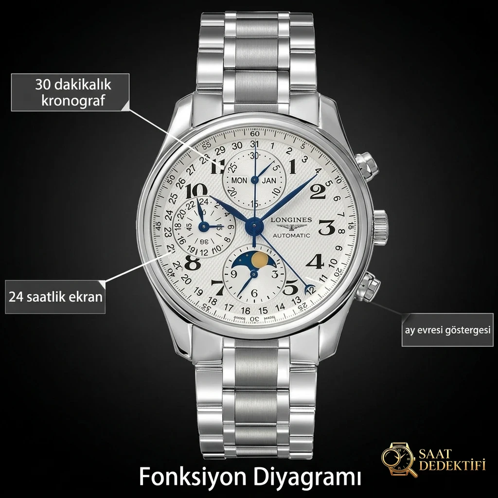 GS Factory Longines Master Collection ay evreli sekiz akrepli replika saat gerçek-replika karşılaştırması incelemesi - Toka İçi Mikro Ayar Mekanizması
