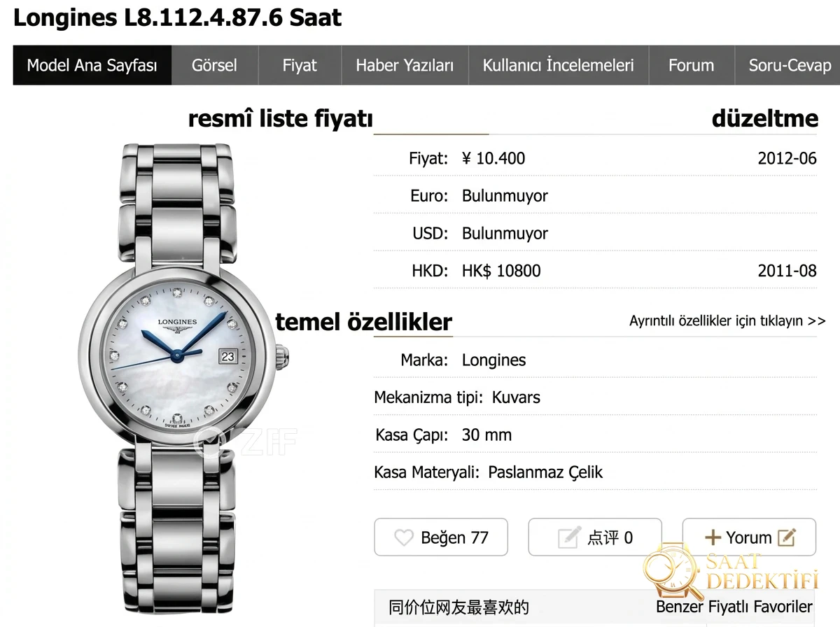 GS Factory Longines PrimaLuna Kuvars Kadın Saati Gerçek-Replika Karşılaştırması İncelemesi - Kasa Profili ve Kurma Kolu İncelemesi