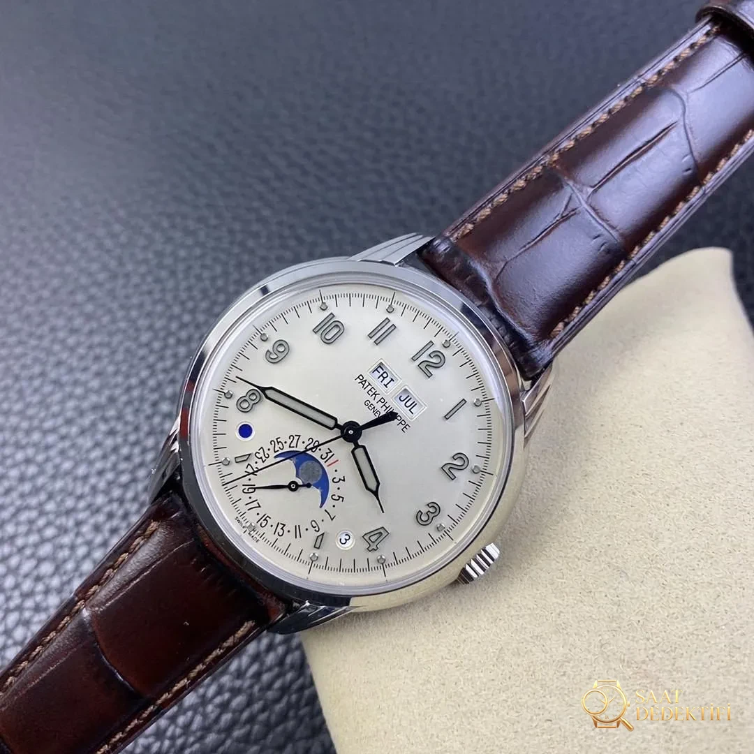 GS Factory Patek Philippe 5320G-001 Karmaşık Fonksiyonlu Saat Replika - Fosfor ve Super-LumiNova Gece Görünümü