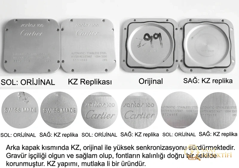 Hangi fabrika daha iyi? KZ Cartier Santos 100. Yıl replika saati gerçek-replika karşılaştırma incelemesi - Kasa Çeliği ve Polisaj Kalitesi