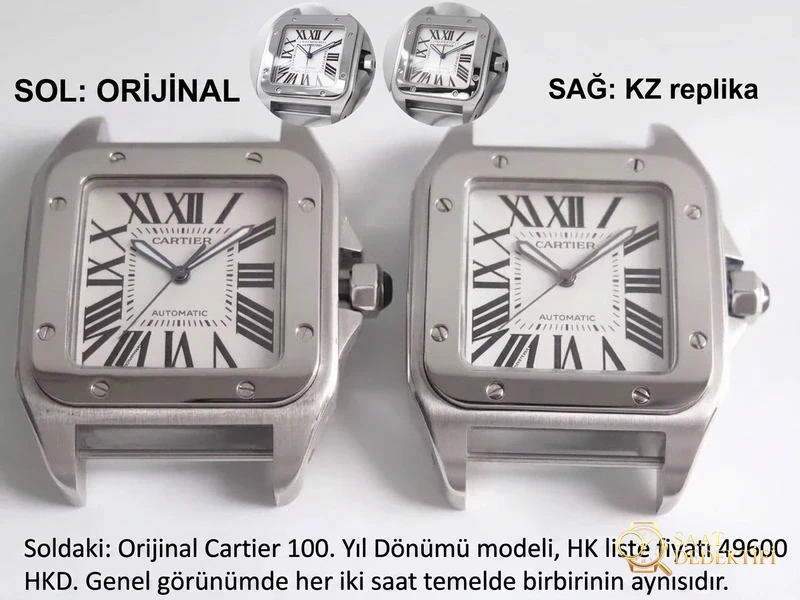 Hangi fabrika daha iyi? KZ Cartier Santos 100. Yıl replika saati gerçek-replika karşılaştırma incelemesi - Bilezik, Toka ve Klips Mekanizması