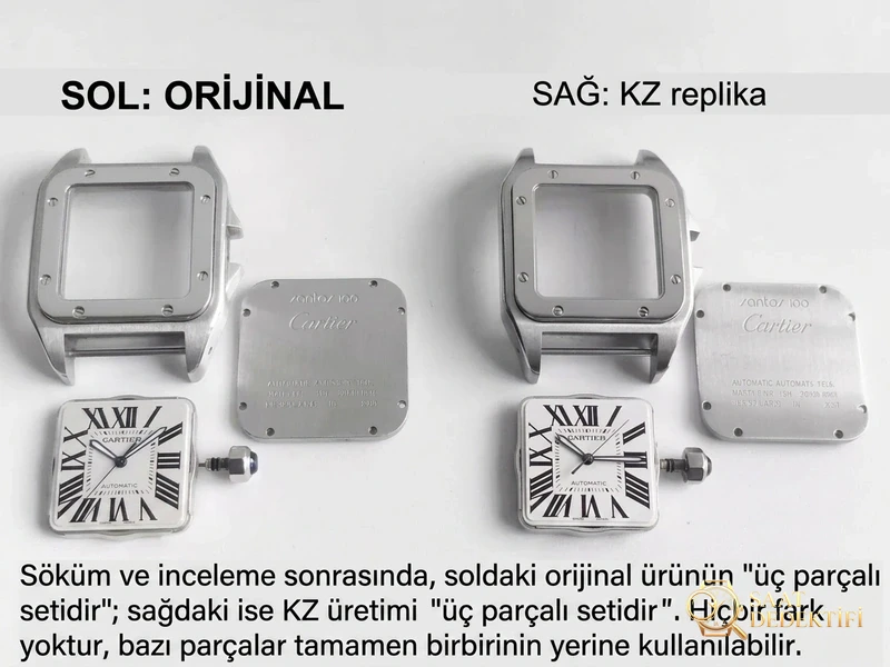 Hangi fabrika daha iyi? KZ Cartier Santos 100. Yıl replika saati gerçek-replika karşılaştırma incelemesi - Klips Kilidi ve Lazer Damgalar