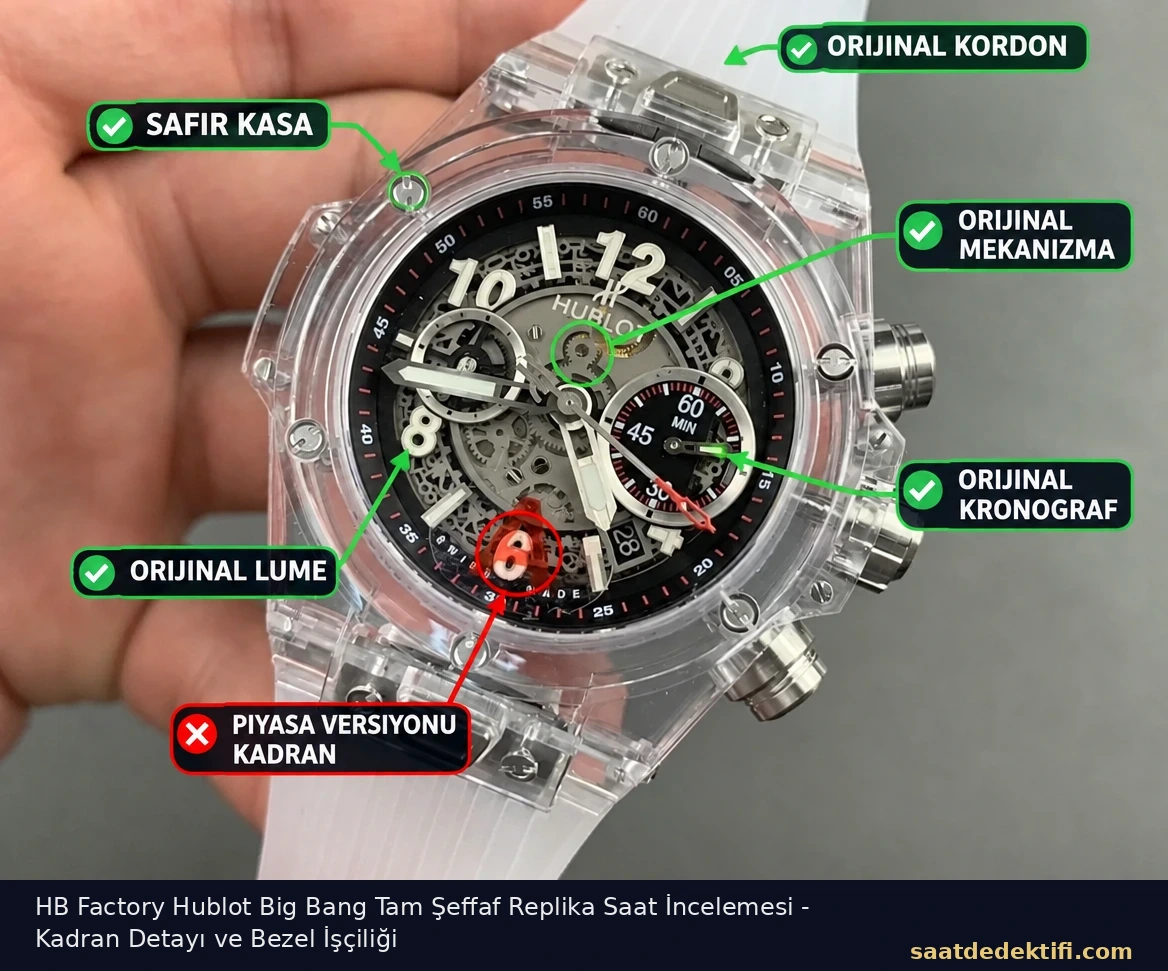 HB Factory Hublot Big Bang Tam Şeffaf Replika Saat İncelemesi - Kadran Detayı ve Bezel İşçiliği