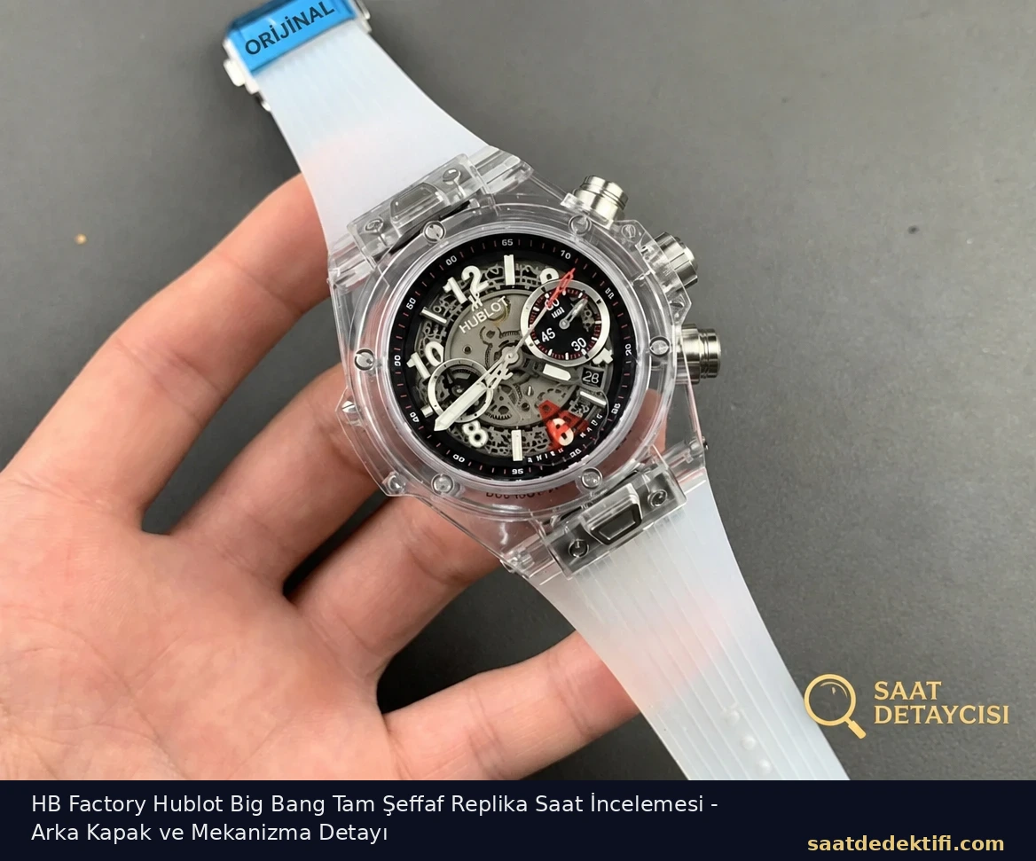 HB Factory Hublot Big Bang Tam Şeffaf Replika Saat İncelemesi - Arka Kapak ve Mekanizma Detayı