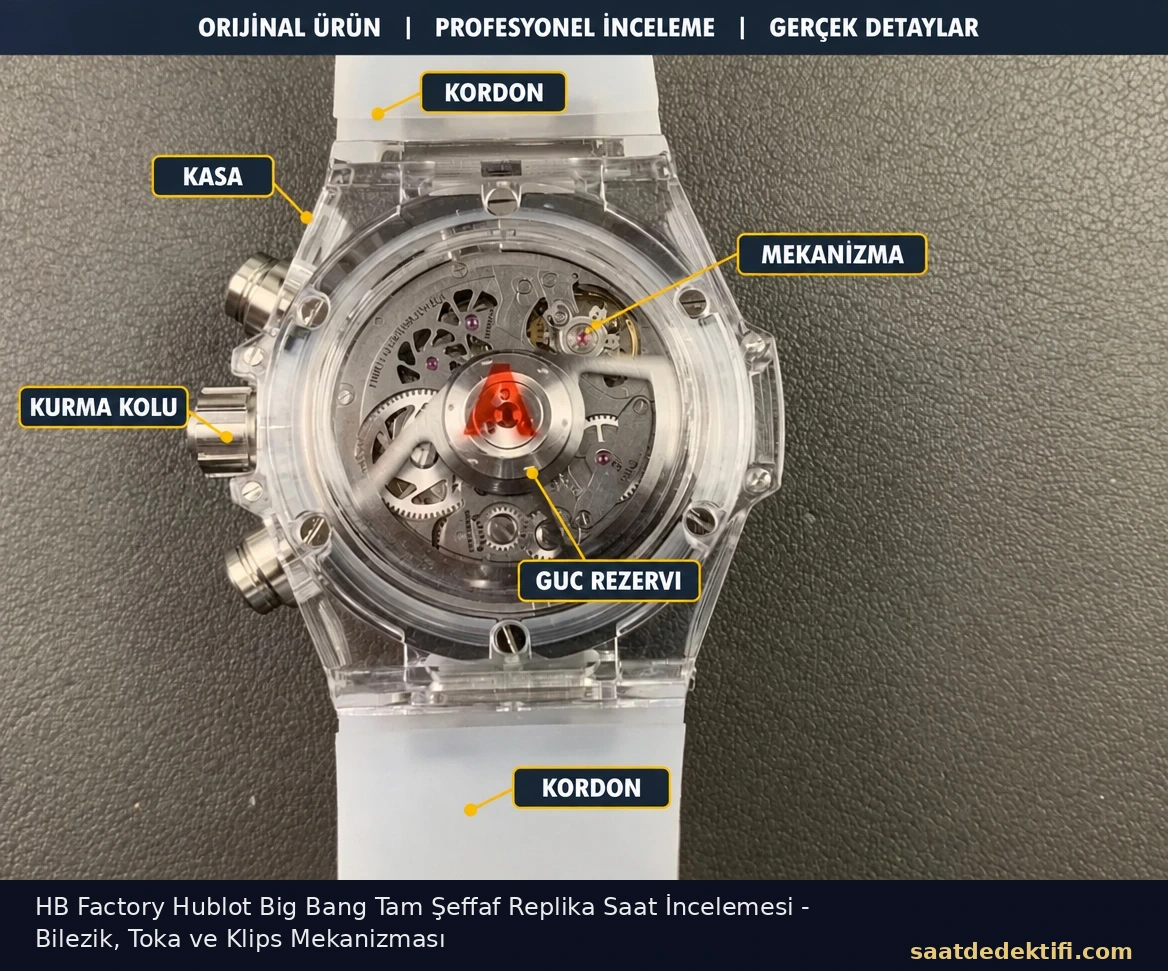 HB Factory Hublot Big Bang Tam Şeffaf Replika Saat İncelemesi - Bilezik, Toka ve Klips Mekanizması