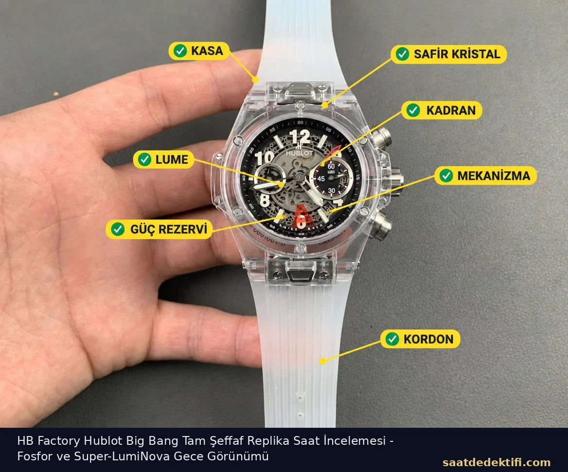 HB Factory Hublot Big Bang Tam Şeffaf Replika Saat İncelemesi - Fosfor ve Super-LumiNova Gece Görünümü