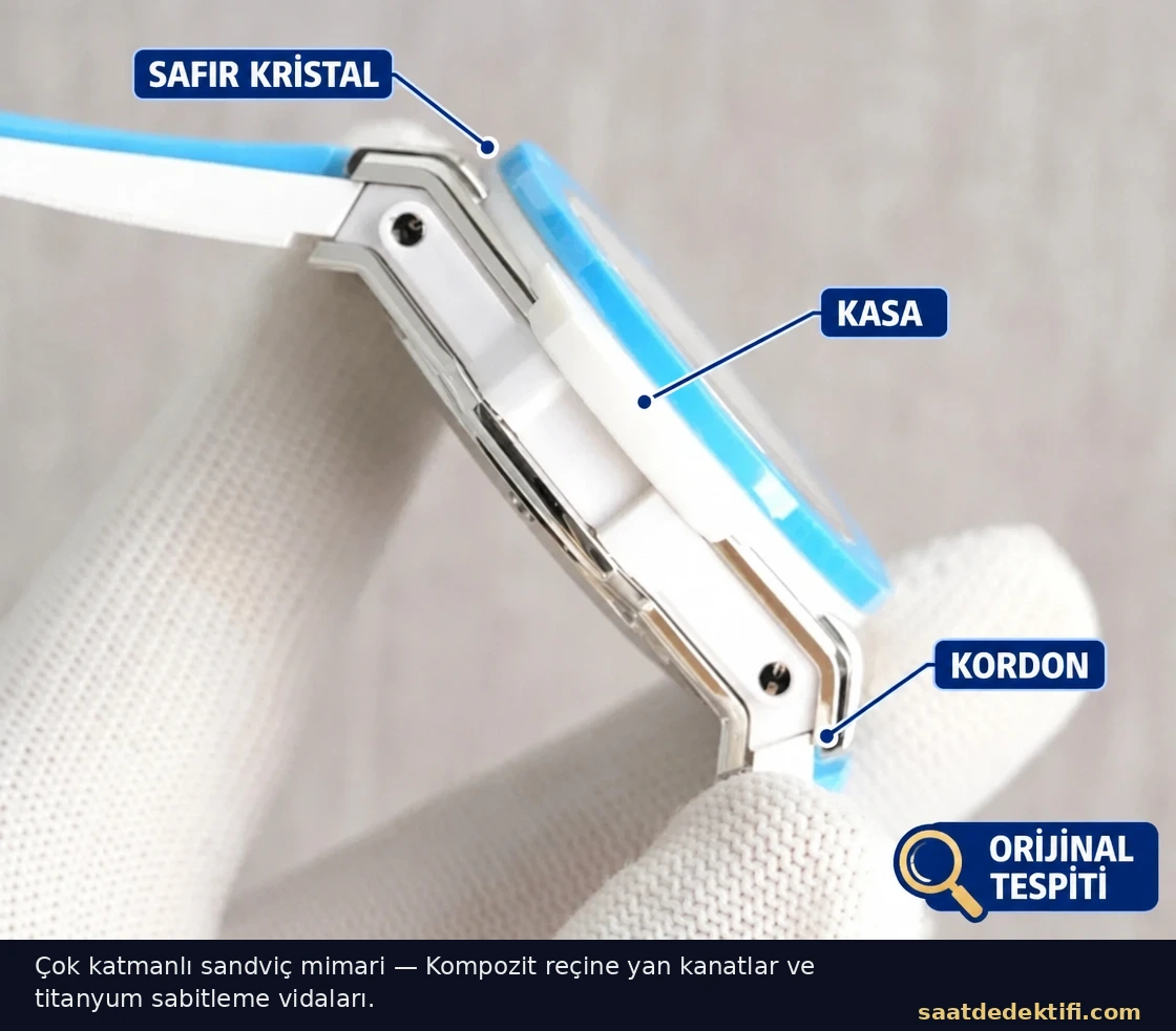 Çok katmanlı sandviç kasa mimarisi, kompozit reçine yan kanatlar ve titanyum vidalar
