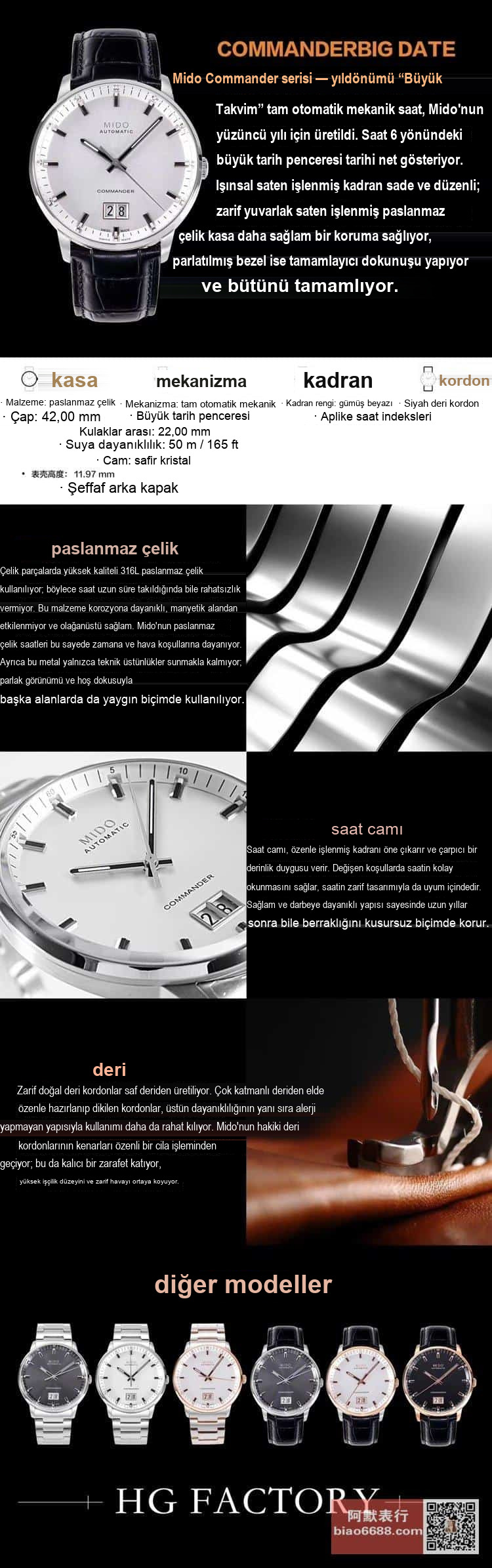 HG üretimi MIDO Commander (Multifort/Commander) serisi kol saati — 8. fotoğraf