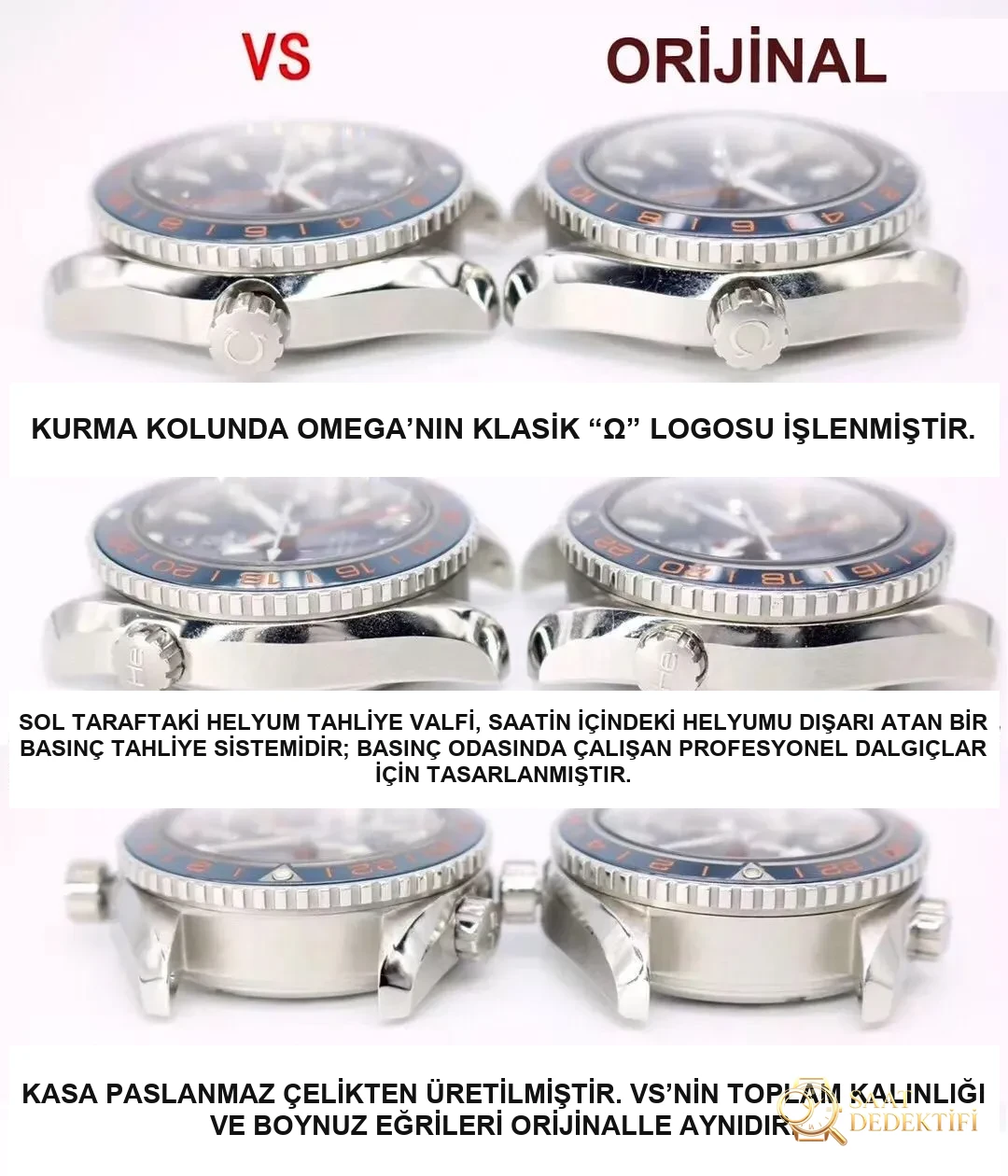 İç yapım 8605 mekanizması nasıl? VS Factory Omega Seamaster Planet Ocean 600M GMT mavi-turuncu bezel orta boy 43.5 mm replika saat — orijinalle karşılaştırmalı inceleme - Bilezik, Toka ve Klips Mekanizması