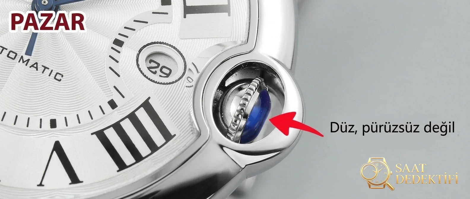 İlk gerçek-replika incelemesi: V6 Factory Cartier Ballon Bleu 42 mm V7 versiyonunun orijinal ve piyasa versiyonuyla karşılaştırması - Bezel Rakam Oyukları Platin Dolgusu