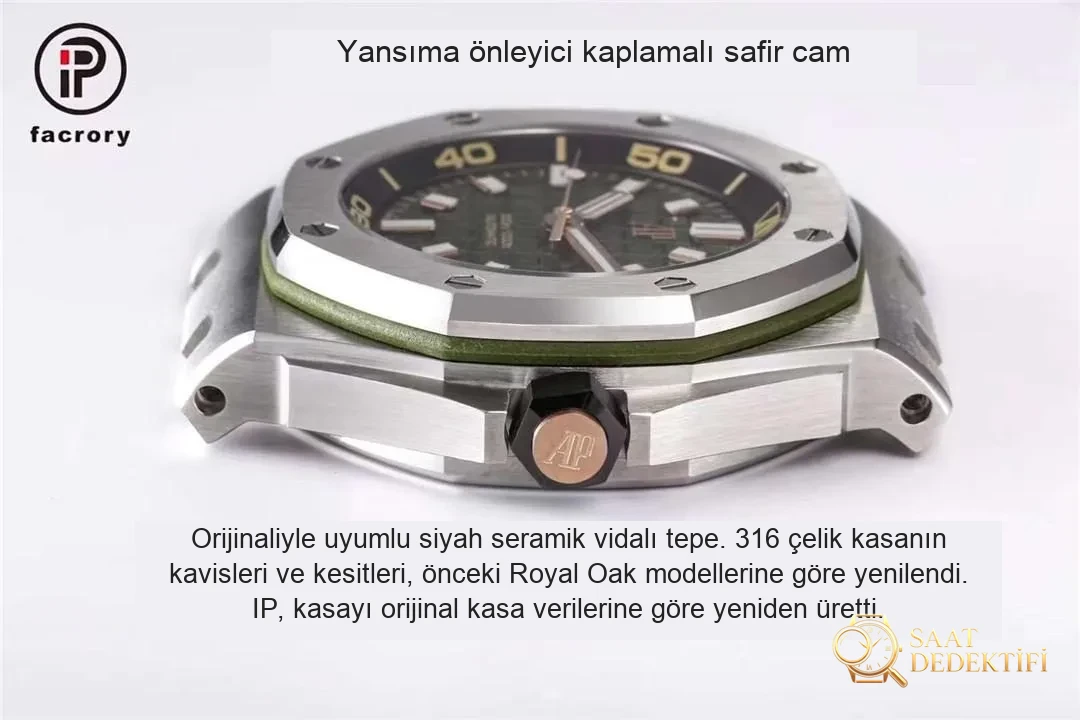 IP Factory Audemars Piguet 15720 Offshore Hızlı Değiştirilebilir Kayışlı Dalış Saati - Bilezik, Toka ve Klips Mekanizması