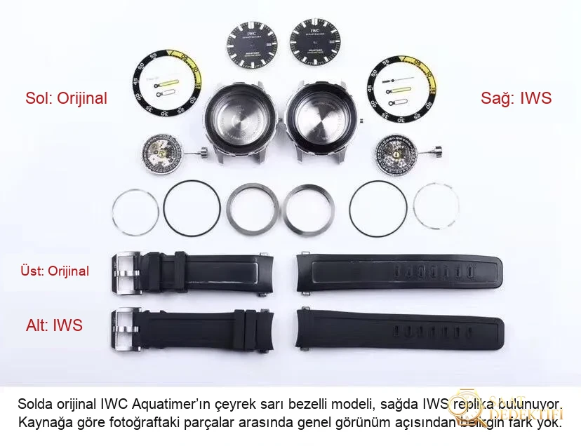 IWS Factory IWC Aquatimer serisi IW356802 çeyrek sarı/beyaz replika saat ile orijinal karşılaştırmalı incelemesi - Kasa Profili ve Kurma Kolu İncelemesi