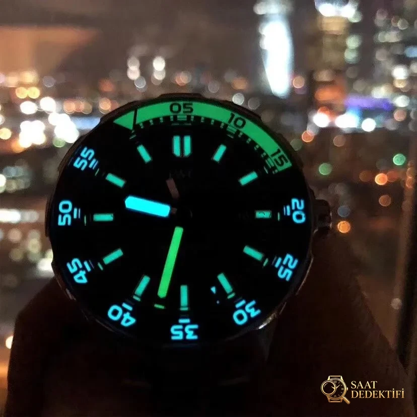 IWS Factory IWC Aquatimer serisi IW356802 çeyrek sarı/beyaz replika saat ile orijinal karşılaştırmalı incelemesi - Mekanizma Zemberek ve Balans Detayı