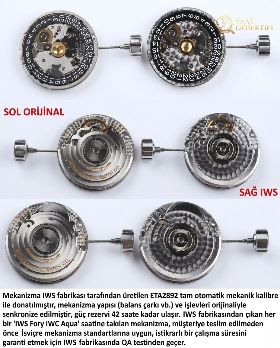 IWS Factory IWC Aquatimer serisi IW356802 çeyrek sarı/beyaz replika saat ile orijinal karşılaştırmalı incelemesi - Bilezik Bakla Ayrımı ve Pim Yapısı