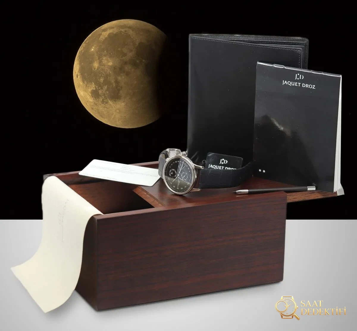 Jaquet Droz Astrale Perpetual Takvim kutu ve ambalaj