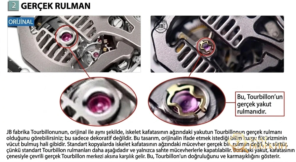 JB Factory Richard Mille RM052 orijinal karşılaştırmalı detaylı inceleme - Kadran Detayı ve Bezel İşçiliği