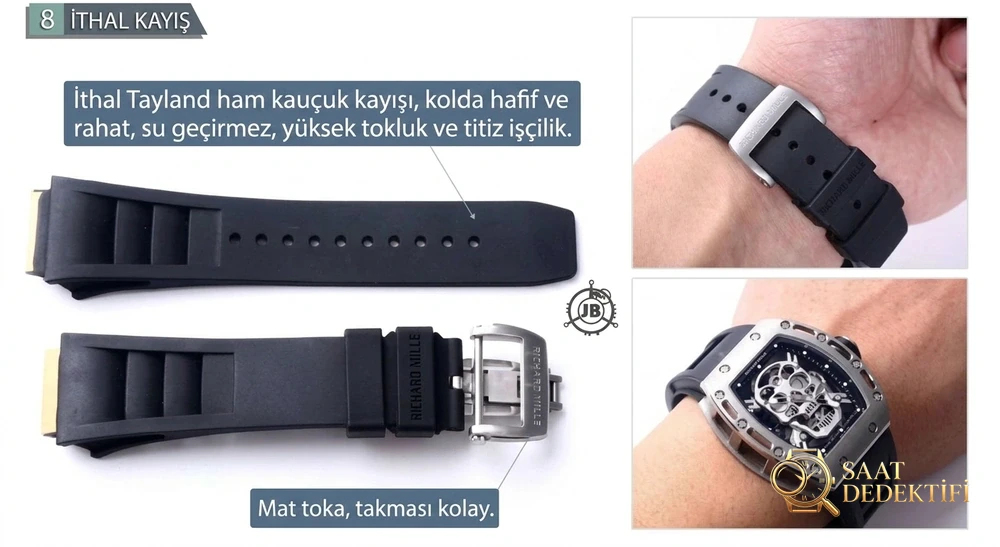 JB Factory Richard Mille RM052 orijinal karşılaştırmalı detaylı inceleme - Bilekte Duruş ve Kasa Orantısı