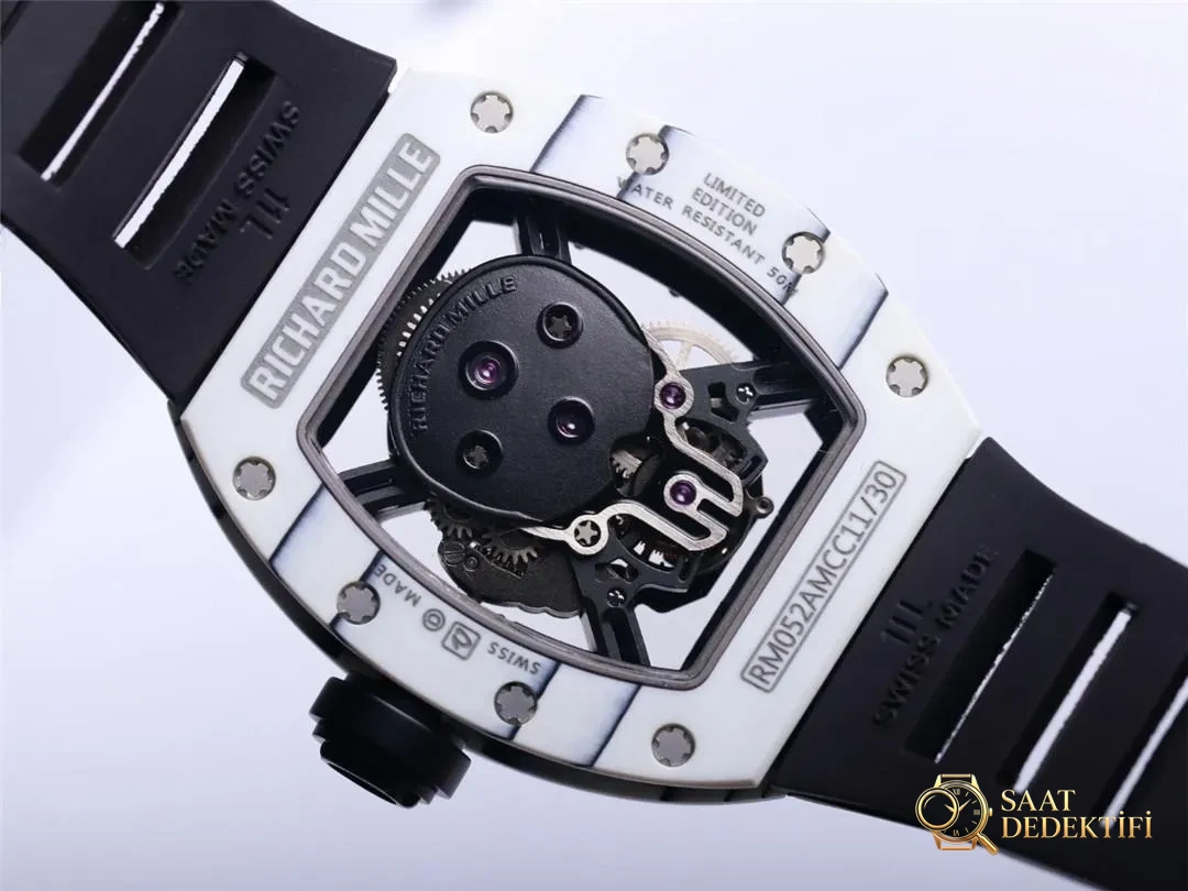 JB Factory Richard Mille RM52-01 echtes Tourbillon – weiße Verarbeitungsdetails – Phosphor und Super-LumiNova Night View