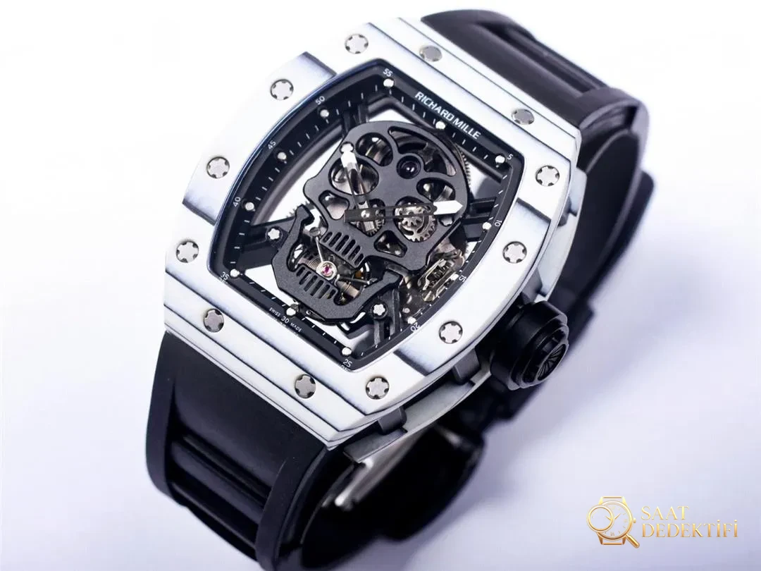 JB Factory Richard Mille RM52-01 echtes Tourbillon – weiße Verarbeitungsdetails – Details zu Uhrwerk, Hauptfeder und Unruh