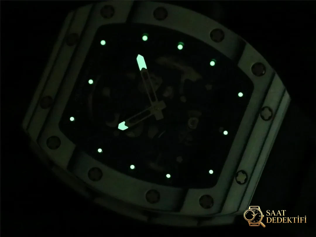 JB Factory Richard Mille RM52-01 echtes Tourbillon – weiße Verarbeitungsdetails – Sammlungs- und Vitrinenansicht