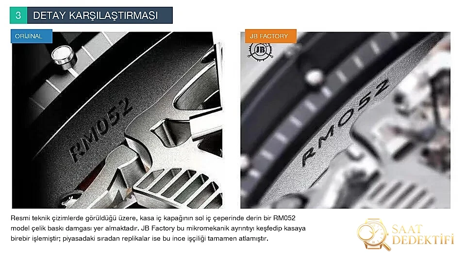 JB Factory RM52-01 - Sol İç Çeperdeki Orijinal Çelik Kalıp RM052 Damgası ve İnce İşçilik