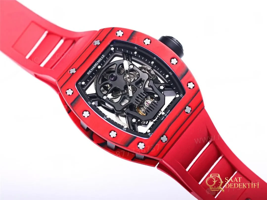 JB Factory Richard Mille RM52-01 tourbillon real - detalle rojo toma real - Mecanismo de pulsera, cierre y clip