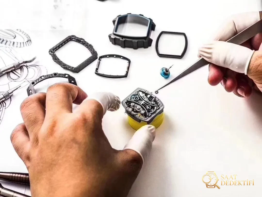 Revue de la réplique de la montre Tourbillon Richard Mille RM53-01 de JB Factory - Ressort principal du mécanisme et détails du balancier