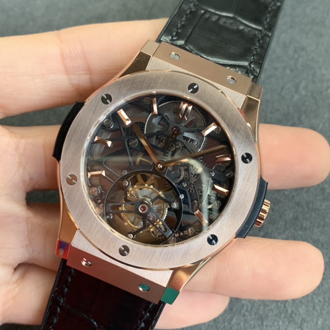 Replika Hublot Classic Fusion Tourbillon Roze Altın