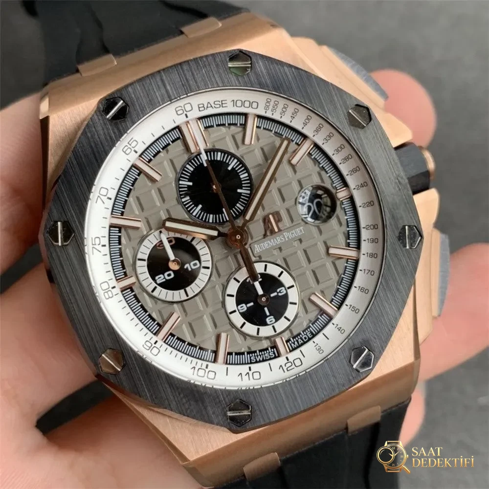 JF 26416ro Audemars Piguet Royal Oak Offshore Rose Altın Kronograf Saat İncelemesi - Arka Kapak ve Mekanizma Detayı