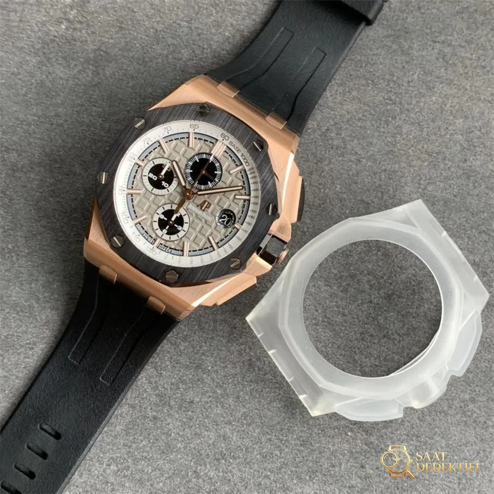 JF 26416ro Audemars Piguet Royal Oak Offshore Rose Altın Kronograf Saat İncelemesi - Yan Profil ve Kordon Bağlantısı