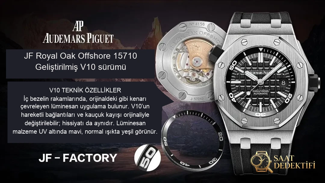 JF Factory ap15710 V10 versiyon Audemars Piguet Royal Oak hangi noktalarda geliştirildi? - Yan Profil ve Kordon Bağlantısı