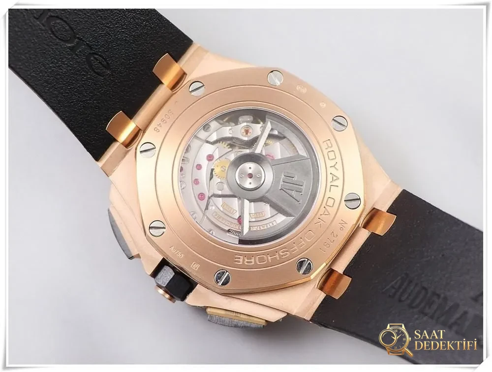 JF Factory Audemars Piguet 26401RO rose gold Royal Oak Offshore kronograf kol saatinin V2 versiyonunun açıkları neler? - Mekanizma Zemberek ve Balans Detayı