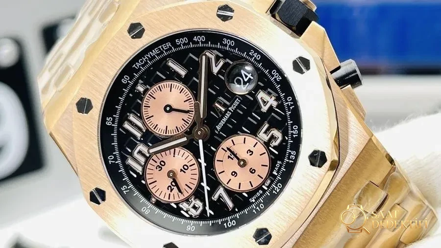 JF Factory Audemars Piguet AP Royal Oak Offshore 26470OR pembe altın üst düzey replika saat incelemesi - Kasa Profili ve Kurma Kolu İncelemesi