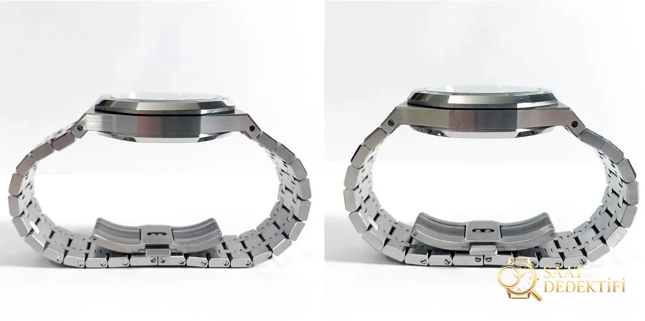 JF Factory Audemars Piguet ap15400 V5 versiyonu Royal Oak ile OM Factory karşılaştırması: hangi replika saat daha iyi yapılmış? - Kadran Detayı ve Bezel İşçiliği
