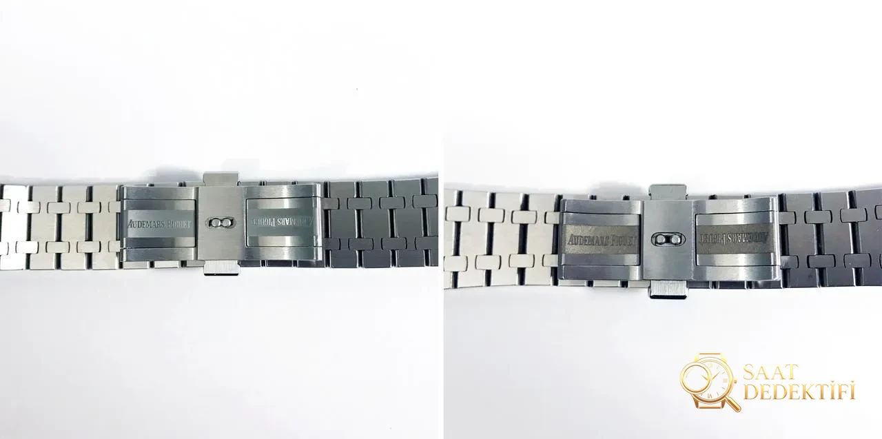 JF Factory Audemars Piguet ap15400 V5 versiyonu Royal Oak ile OM Factory karşılaştırması: hangi replika saat daha iyi yapılmış? - Yan Profil ve Kordon Bağlantısı