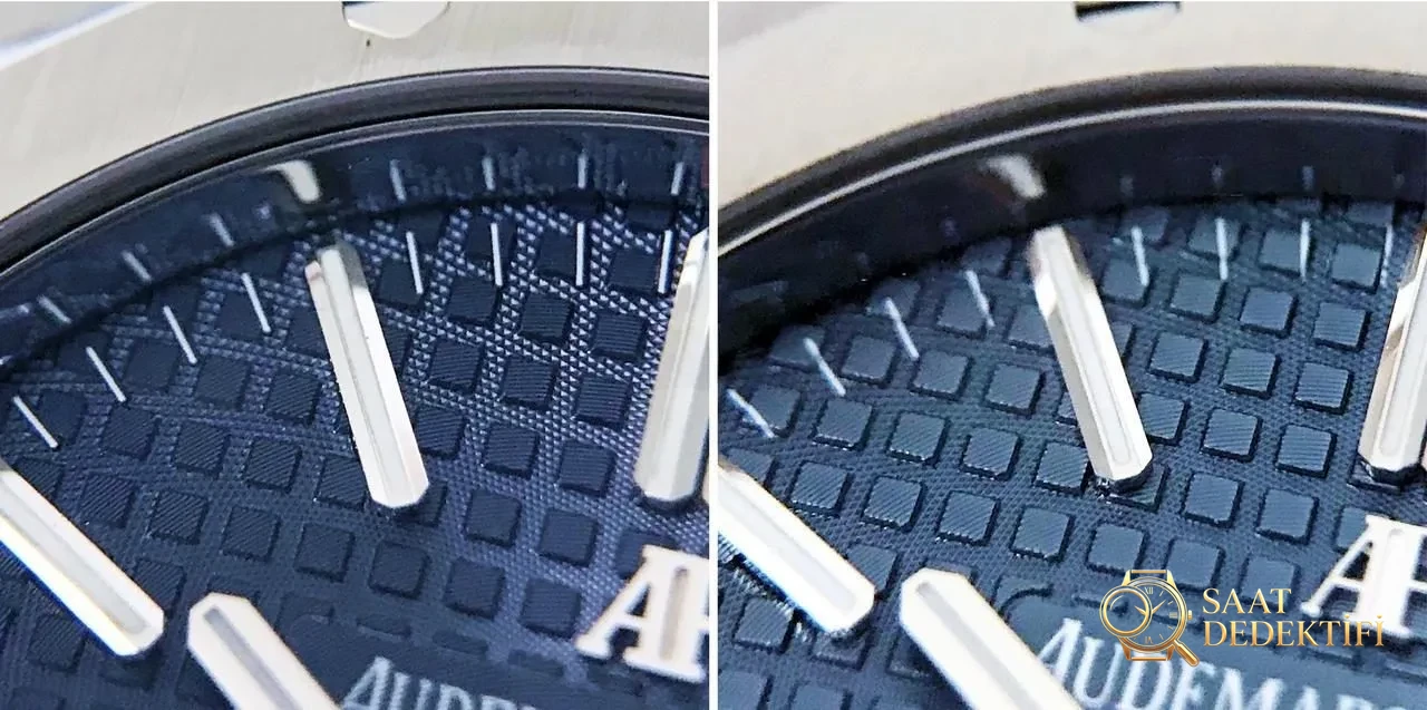 JF Factory Audemars Piguet ap15400 V5 versiyonu Royal Oak ile OM Factory karşılaştırması: hangi replika saat daha iyi yapılmış? - Cam Yansıma Önleyici (AR) Kaplama