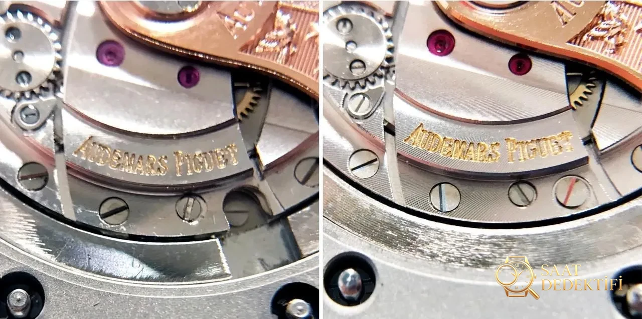 JF Factory Audemars Piguet ap15400 V5 versiyonu Royal Oak ile OM Factory karşılaştırması: hangi replika saat daha iyi yapılmış? - Mekanizma Regülatör ve Sapma Ayar Bloğu