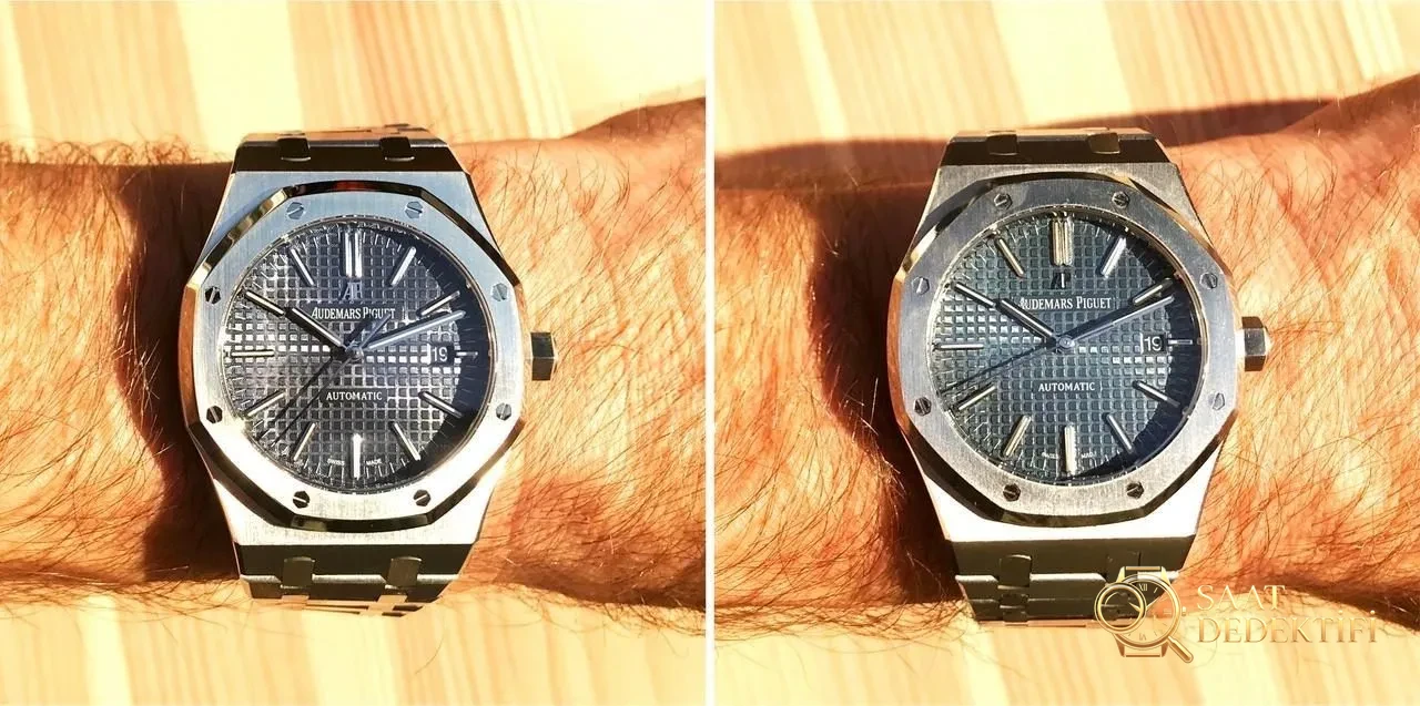 JF Factory Audemars Piguet ap15400 V5 versiyonu Royal Oak ile OM Factory karşılaştırması: hangi replika saat daha iyi yapılmış? - Yan Profil Kalınlık ve Ergonomik Kavis