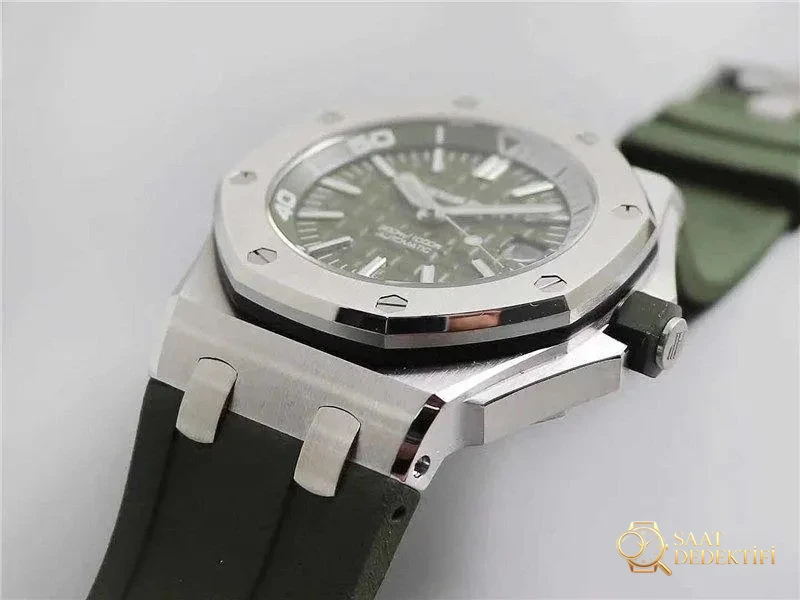 JF Factory Audemars Piguet AP15710ST Askeri Yeşil Royal Oak Offshore İnceleme - Kasa Profili ve Kurma Kolu İncelemesi