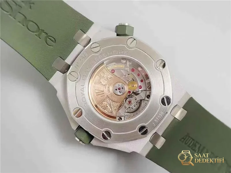 JF Factory Audemars Piguet AP15710ST Askeri Yeşil Royal Oak Offshore İnceleme - Makro Kadran ve İndeks İşçiliği
