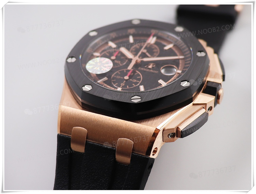 JF Factory Audemars Piguet Royal Oak 26401RO Queen's Cup, roze altın kasa ve seramik bezelli kronograf saatin işçiliği nasıl? — 3. fotoğraf