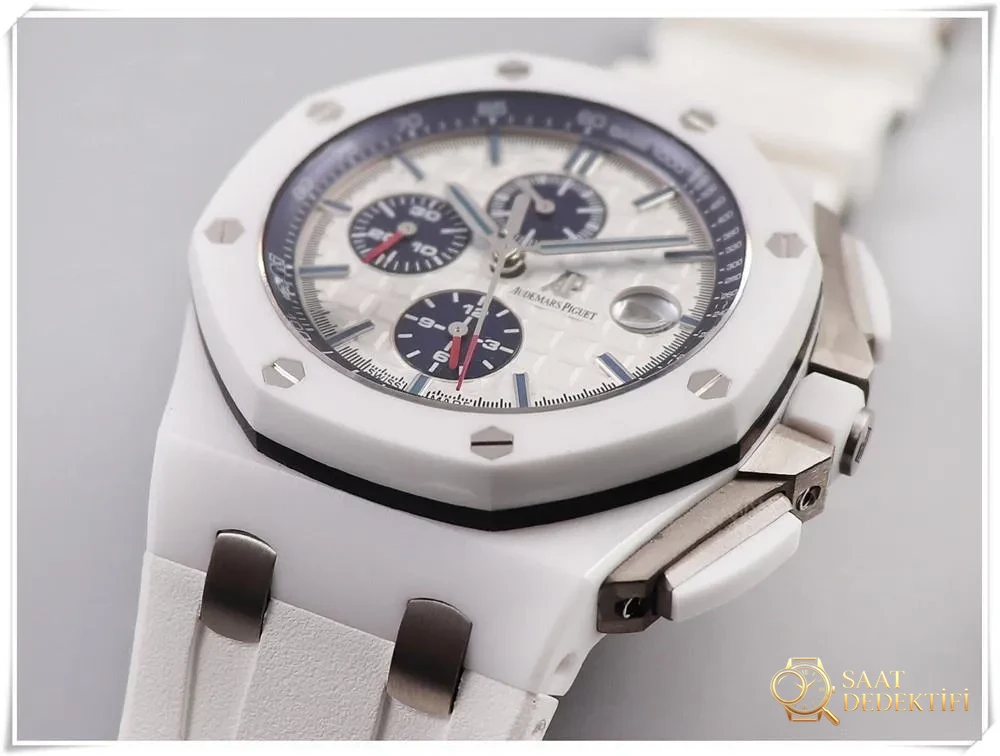 JF Factory Audemars Piguet Royal Oak Offshore 26402 Beyaz Seramik Kronograf Kullanım Kılavuzu - Kasa Profili ve Kurma Kolu İncelemesi